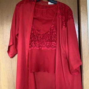 Shear robe, cami and short set